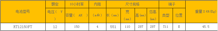 普通前置端子12V/150AH铅酸蓄电池（狭长型）